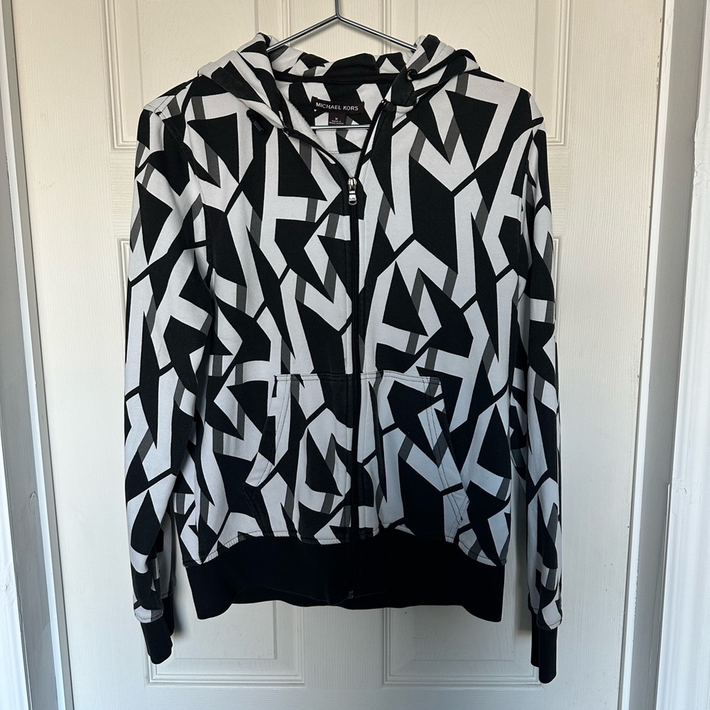 Michael Kors Black and White Zip Up Hoodie